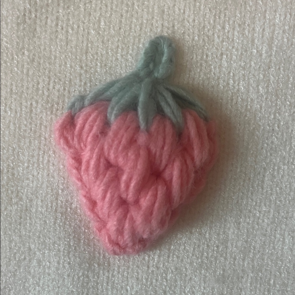 Adorable White and Pink Strawberry Embroidered Sweater - Picture 3 of 5